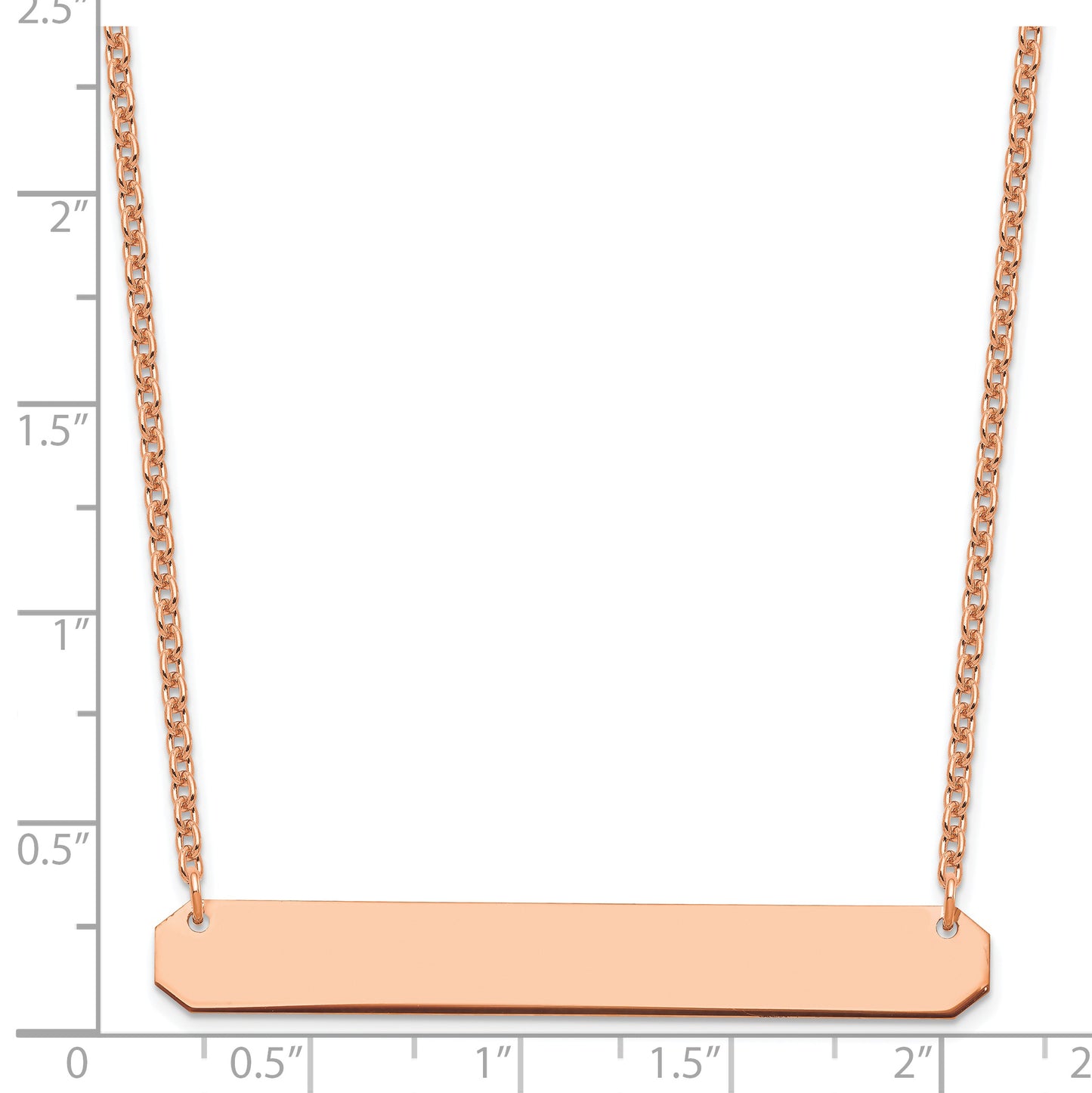 Sterling Silver Rose Gold plated Large Polished Blank Bar Necklace