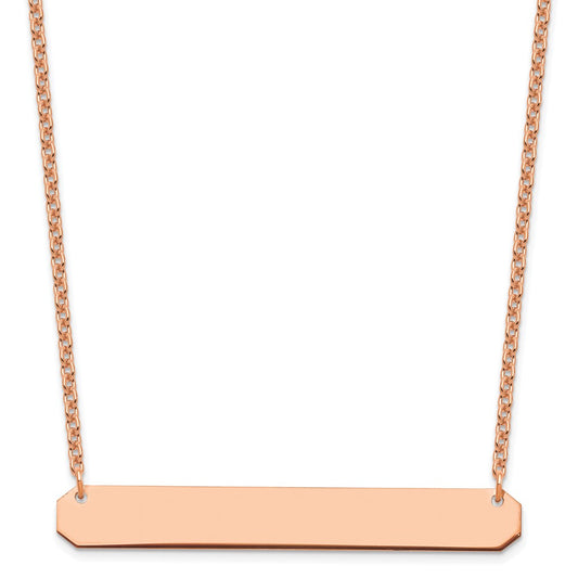 Sterling Silver Rose Gold plated Large Polished Blank Bar Necklace