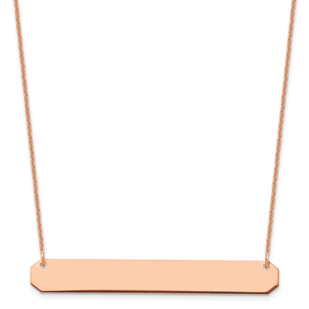 14K Rose Gold Large Polished Blank Bar Necklace