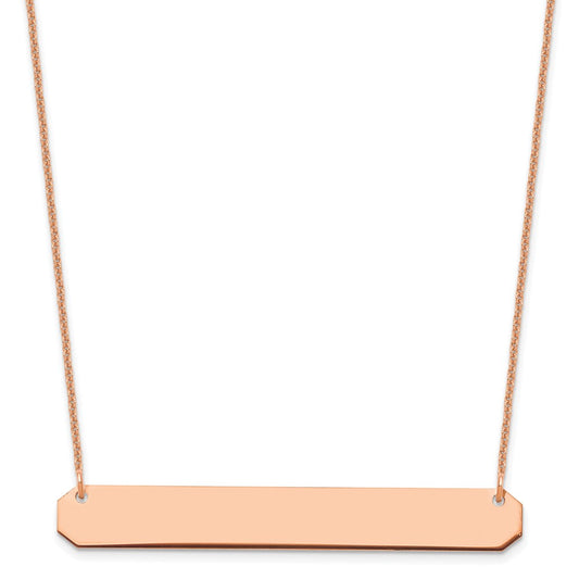 14K Rose Gold Large Polished Blank Bar Necklace