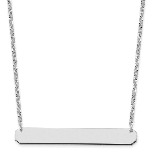 Sterling Silver Rhodium plated Large Polished Blank Bar Necklace