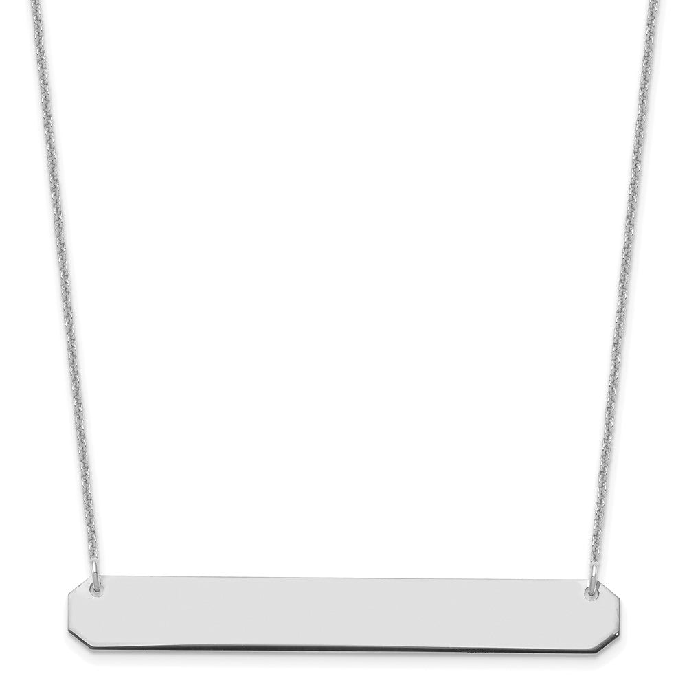 10K White Gold Large Polished Blank Bar Necklace