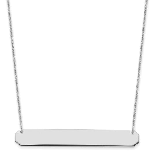 10K White Gold Large Polished Blank Bar Necklace