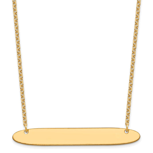 Sterling Silver Gold plated Large Polished Oblong Blank Bar Necklace