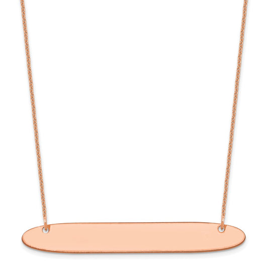 14K Rose Gold Large Polished Oblong Blank Bar Necklace