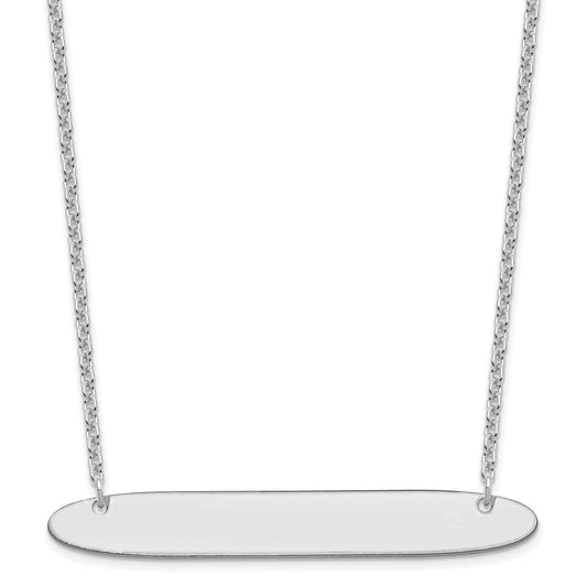 Sterling Silver Rhodium plated Large Polished Oblong Blank Bar Necklace