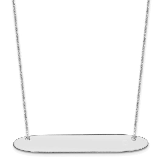 10K White Gold Large Polished Oblong Blank Bar Necklace