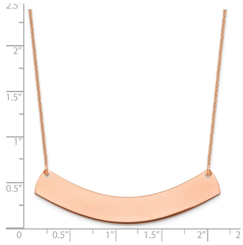 14k Rose Gold Large Curved Blank Bar Necklace – Elegant Jewelry Gift for Birthday, Anniversary, Engagement, Wedding