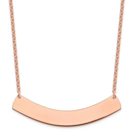 Sterling Silver Rose Gold plated Large Polished Curved Blank bar Necklace