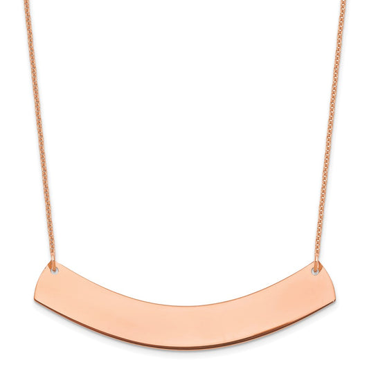 14K Rose Gold Large Polished Curved Blank Bar Necklace
