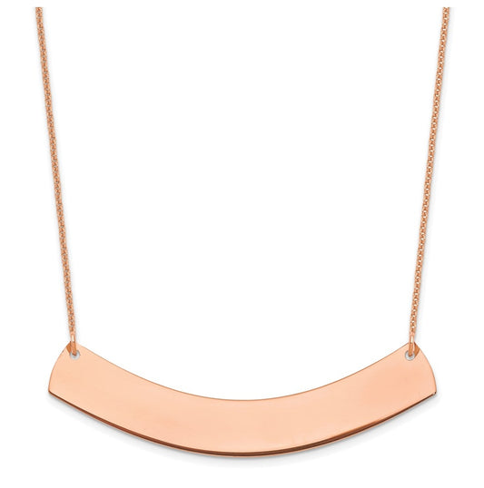 14k Rose Gold Large Curved Blank Bar Necklace – Elegant Jewelry Gift for Birthday, Anniversary, Engagement, Wedding