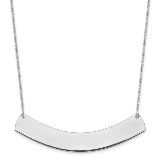 10K White Gold Large Polished Curved Blank Bar Necklace