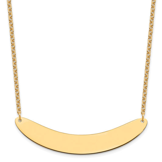 Sterling Silver Gold Plated Large Polished Curved Blank Bar Necklace