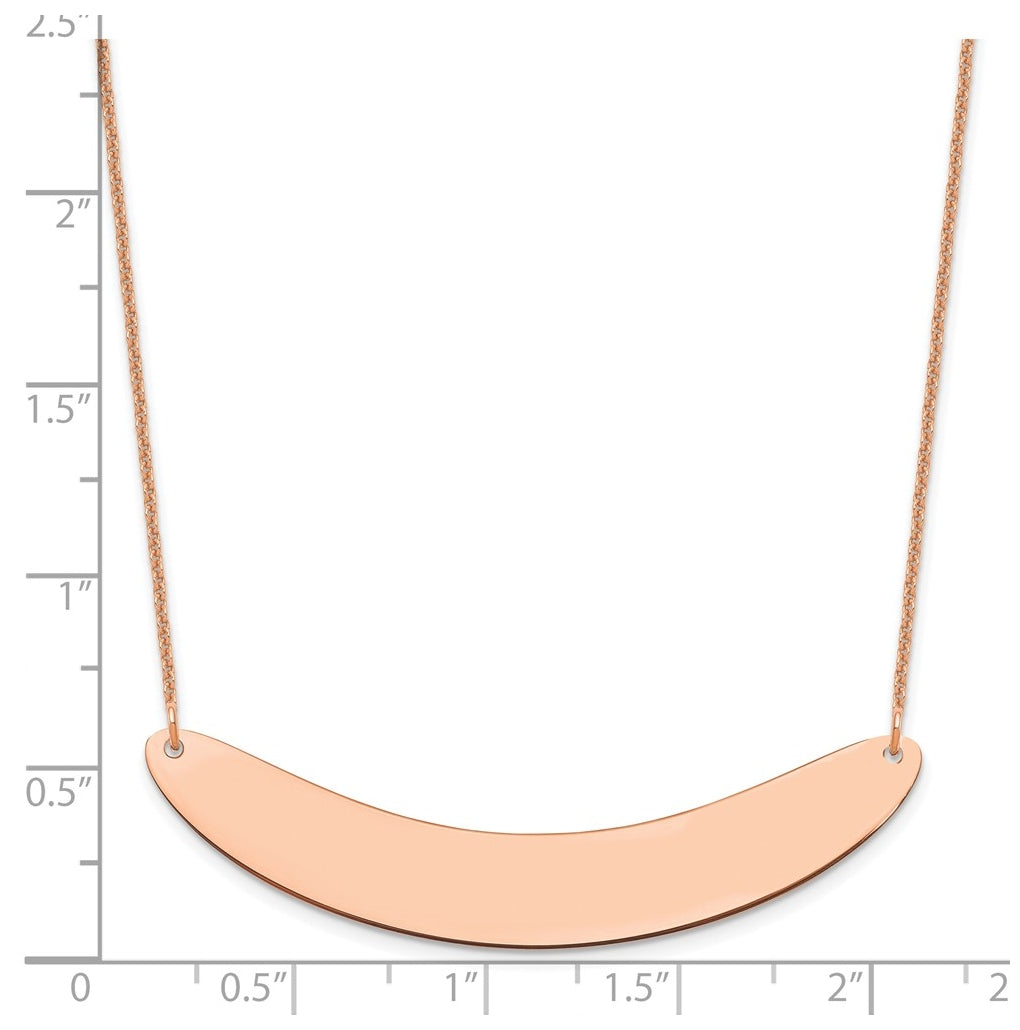 14k Rose Gold Large Curved Blank Bar Necklace – Elegant Jewelry Gift for Birthday, Anniversary, Engagement, Wedding