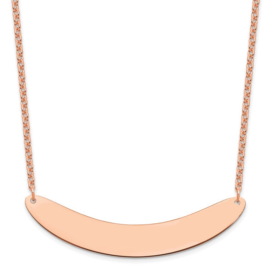 Sterling Silver Rose Gold plated Large Polished Curved Blank bar Necklace