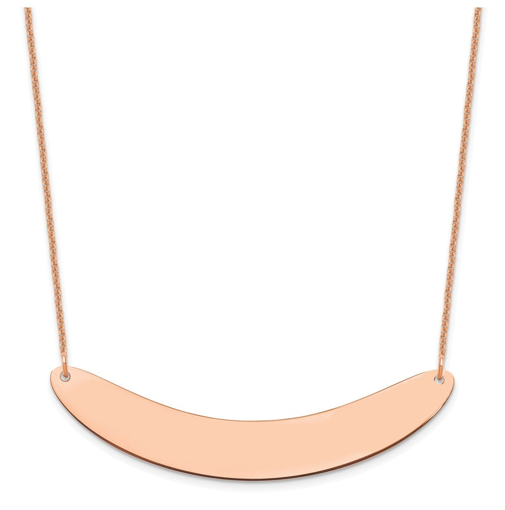 14k Rose Gold Large Curved Blank Bar Necklace – Elegant Jewelry Gift for Birthday, Anniversary, Engagement, Wedding