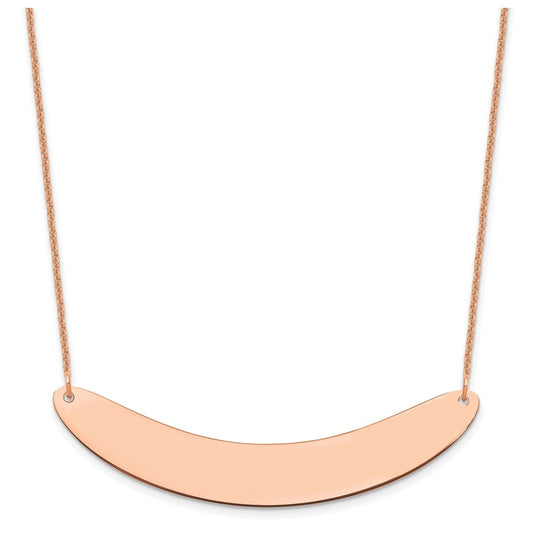 14k Rose Gold Large Curved Blank Bar Necklace – Elegant Jewelry Gift for Birthday, Anniversary, Engagement, Wedding