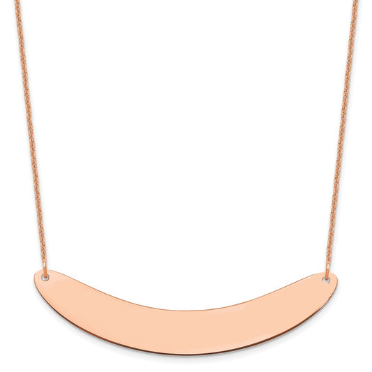 14K Rose Gold Large Polished Curved Blank Bar Necklace