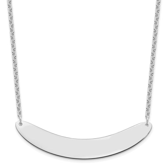 Sterling Silver Rhodium plated Large Polished Curved Blank Bar Necklace