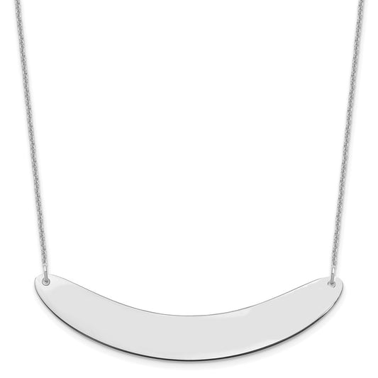 10K White Gold Large Polished Curved Blank Bar Necklace