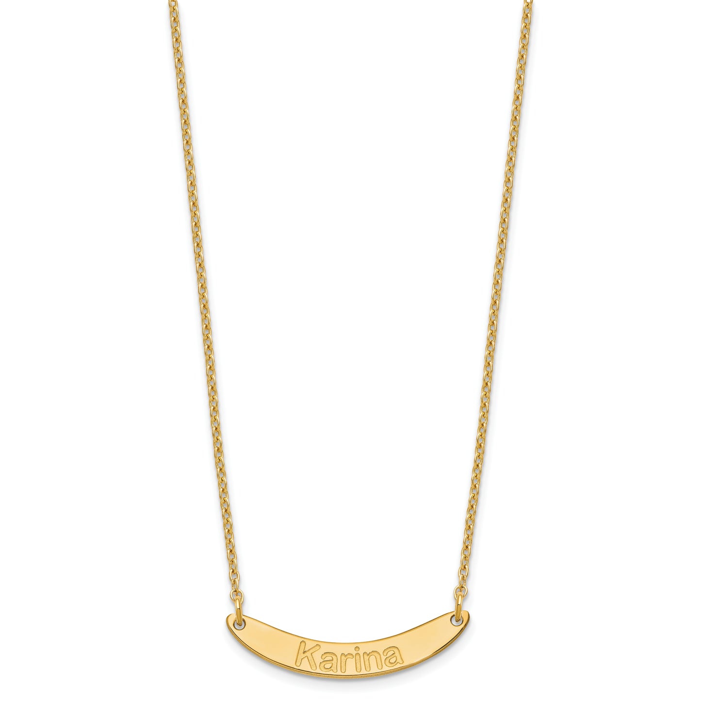 Sterling Silver Gold Plated Small Polished Curved Arial Rounded Bar Necklace