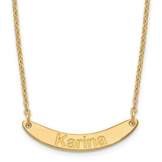 Sterling Silver Gold Plated Small Polished Curved Arial Rounded Bar Necklace