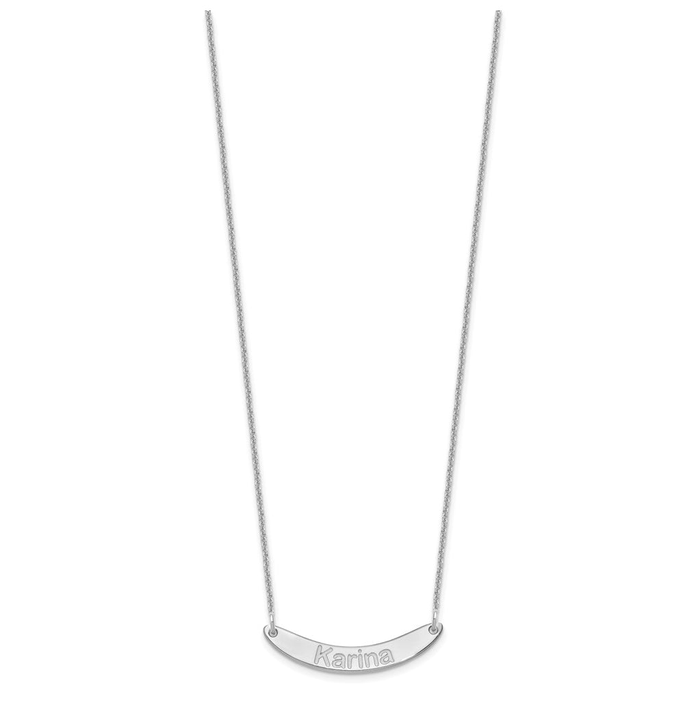 14K Yellow Or White Or Rose Gold Small ARIAL ROUNDED Curved Bar Necklace – Elegant Jewelry Gift for Birthday, Anniversary, Engagement, Wedding
