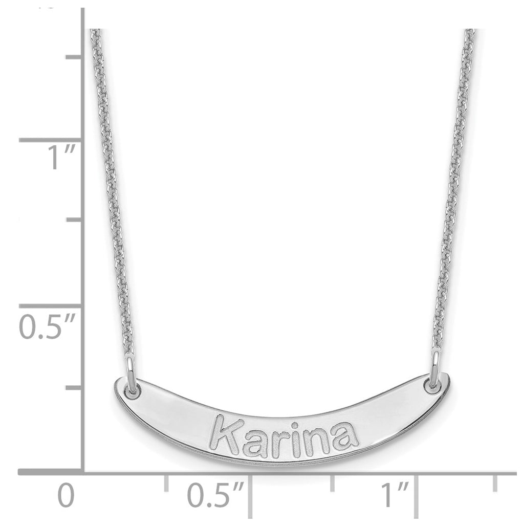 10k Yellow Or White Gold Small ARIAL ROUNDED Curved Bar Necklace – Elegant Jewelry Gift for Birthday, Anniversary, Engagement, Wedding