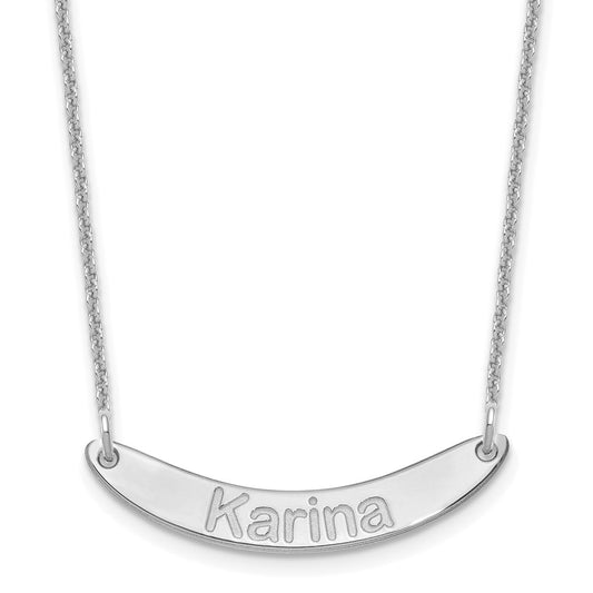 10K White Gold Small Polished Curved Arial Rounded Bar Necklace