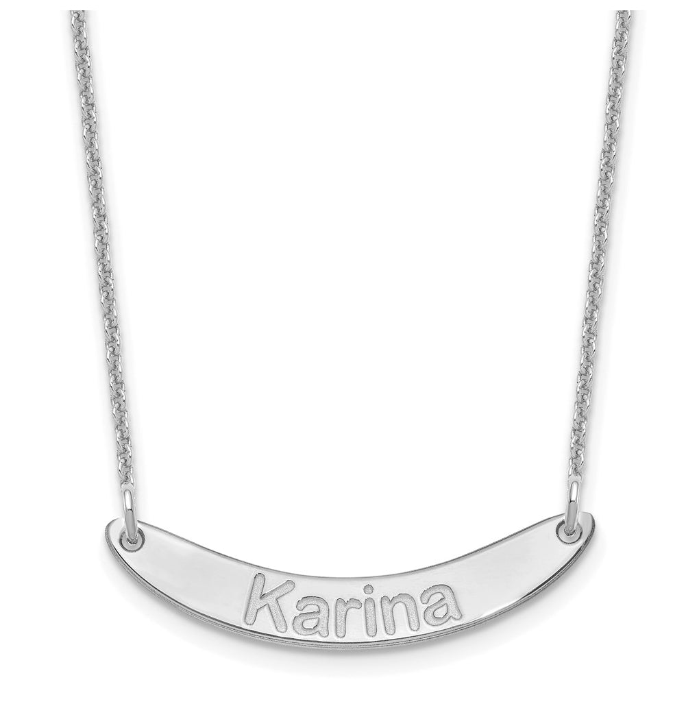 10k Yellow Or White Gold Small ARIAL ROUNDED Curved Bar Necklace – Elegant Jewelry Gift for Birthday, Anniversary, Engagement, Wedding