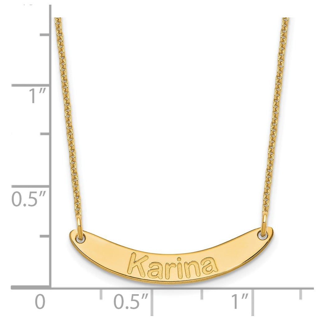 14K Yellow Or White Or Rose Gold Small ARIAL ROUNDED Curved Bar Necklace – Elegant Jewelry Gift for Birthday, Anniversary, Engagement, Wedding