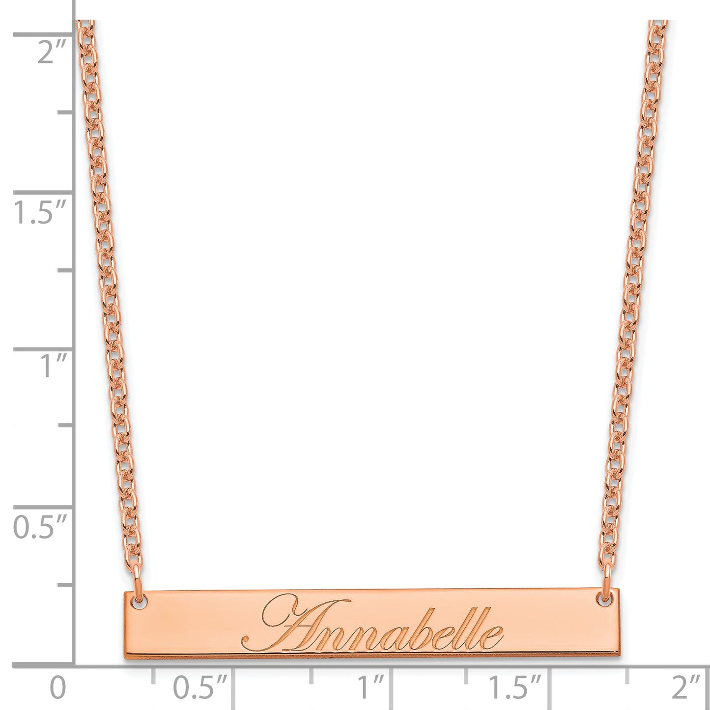 Sterling Silver Rose Gold plated Medium Polished Edwardian Script Bar Necklace