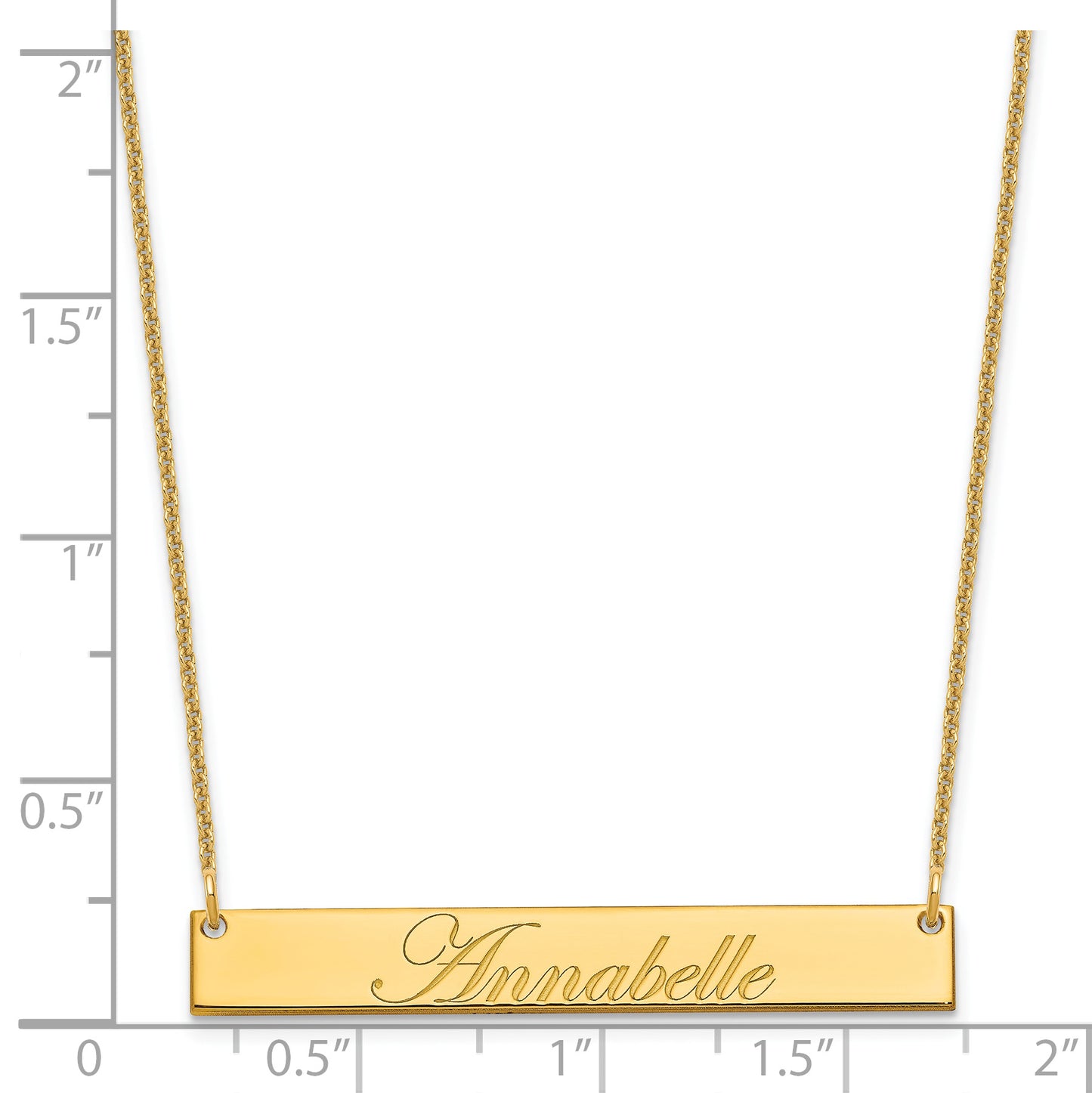 14K Yellow Gold Medium Polished Edwardian Script Bar Necklace