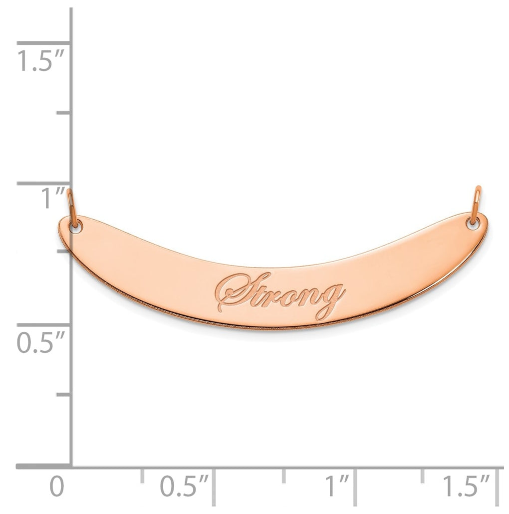 14K Yellow Or White Or Rose Gold Medium EDWARDIAN SCRIPT Curved  Bar Necklace – Elegant Jewelry Gift for Birthday, Anniversary, Engagement, Wedding