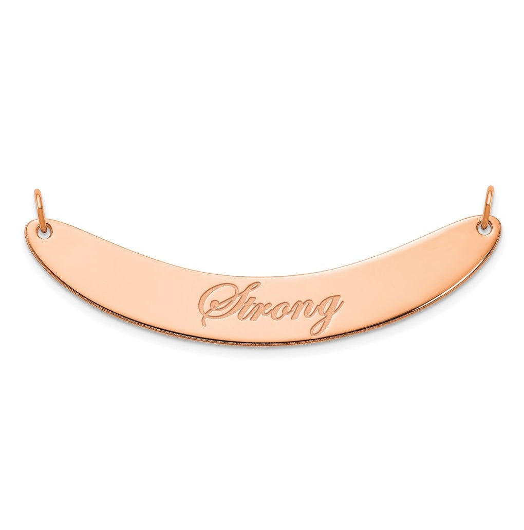14K Yellow Or White Or Rose Gold Medium EDWARDIAN SCRIPT Curved  Bar Necklace – Elegant Jewelry Gift for Birthday, Anniversary, Engagement, Wedding