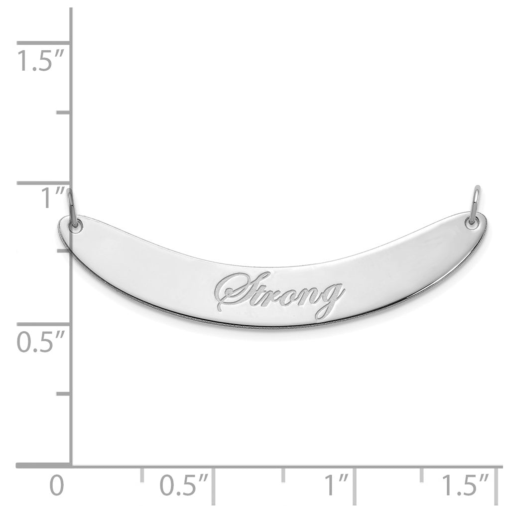 14K Yellow Or White Or Rose Gold Medium EDWARDIAN SCRIPT Curved  Bar Necklace – Elegant Jewelry Gift for Birthday, Anniversary, Engagement, Wedding