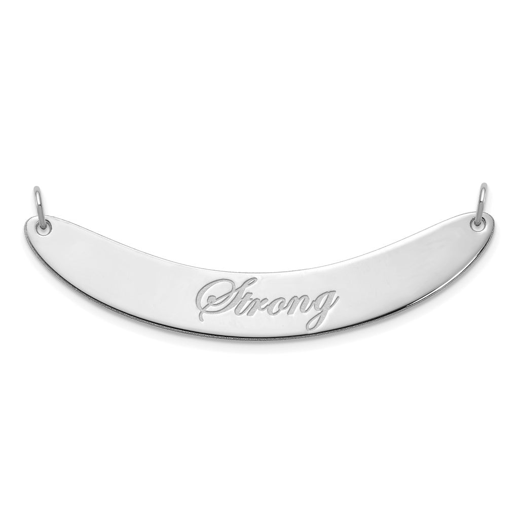 10k Yellow Or White Gold Medium EDWARDIAN SCRIPT Curved Bar Necklace – Elegant Jewelry Gift for Birthday, Anniversary, Engagement, Wedding