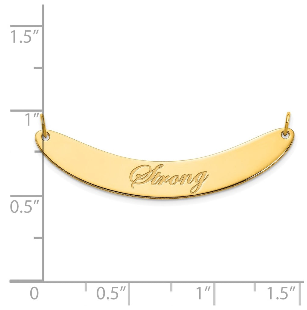 14K Yellow Or White Or Rose Gold Medium EDWARDIAN SCRIPT Curved  Bar Necklace – Elegant Jewelry Gift for Birthday, Anniversary, Engagement, Wedding