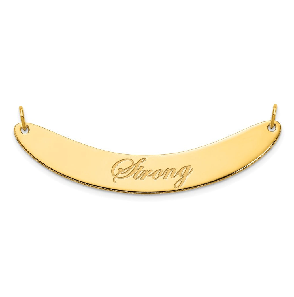 14K Yellow Or White Or Rose Gold Medium EDWARDIAN SCRIPT Curved  Bar Necklace – Elegant Jewelry Gift for Birthday, Anniversary, Engagement, Wedding