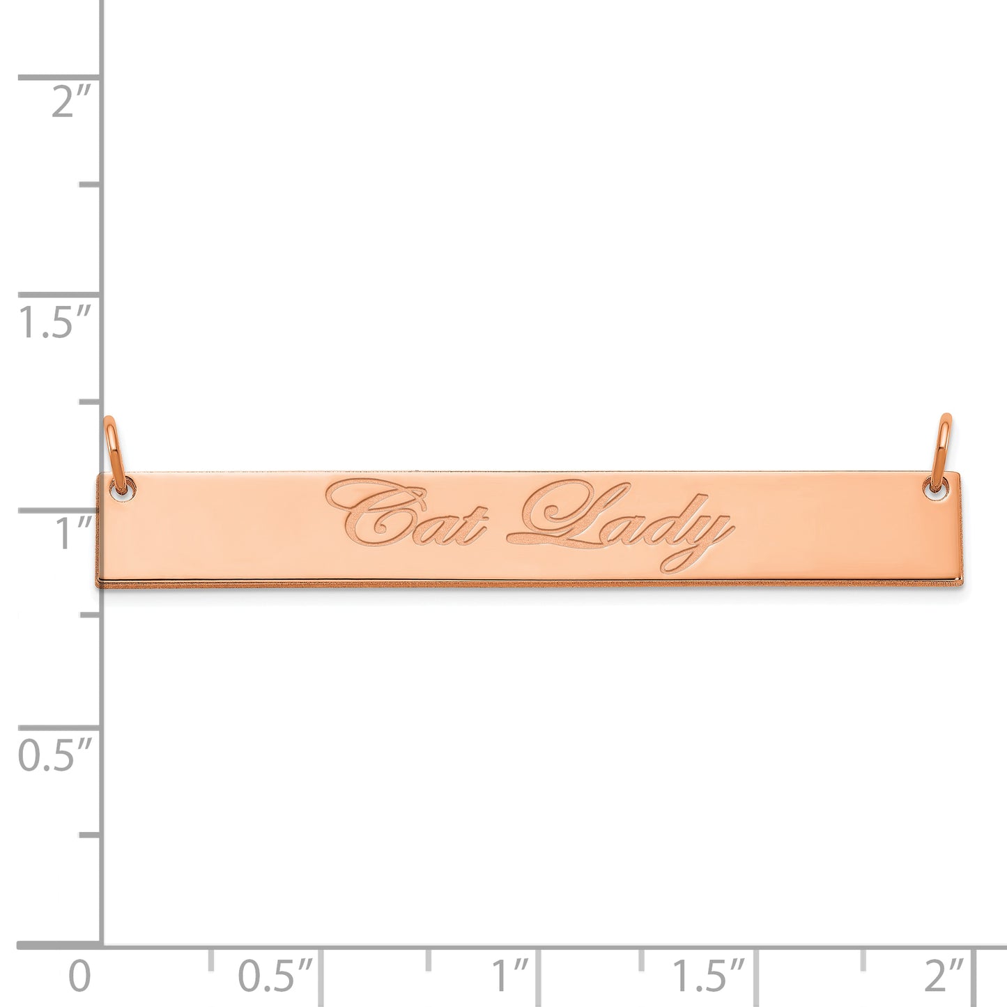 Sterling Silver Rose Gold plated Large Polished Edwardian Script Bar Necklace