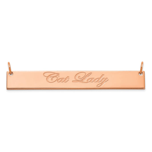 14K Rose Gold Large Polished Edwardian Script Bar Necklace