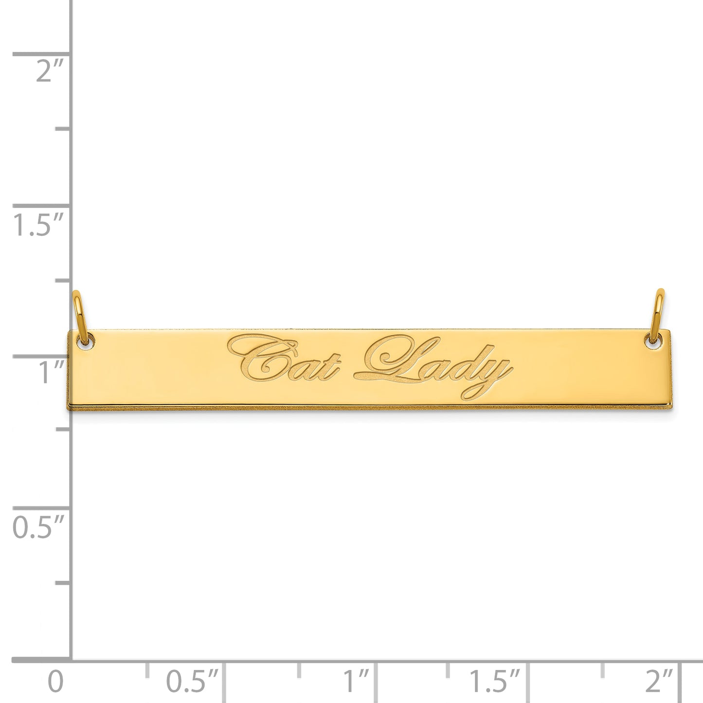 14K Yellow Gold Large Polished Edwardian Script Bar Necklace