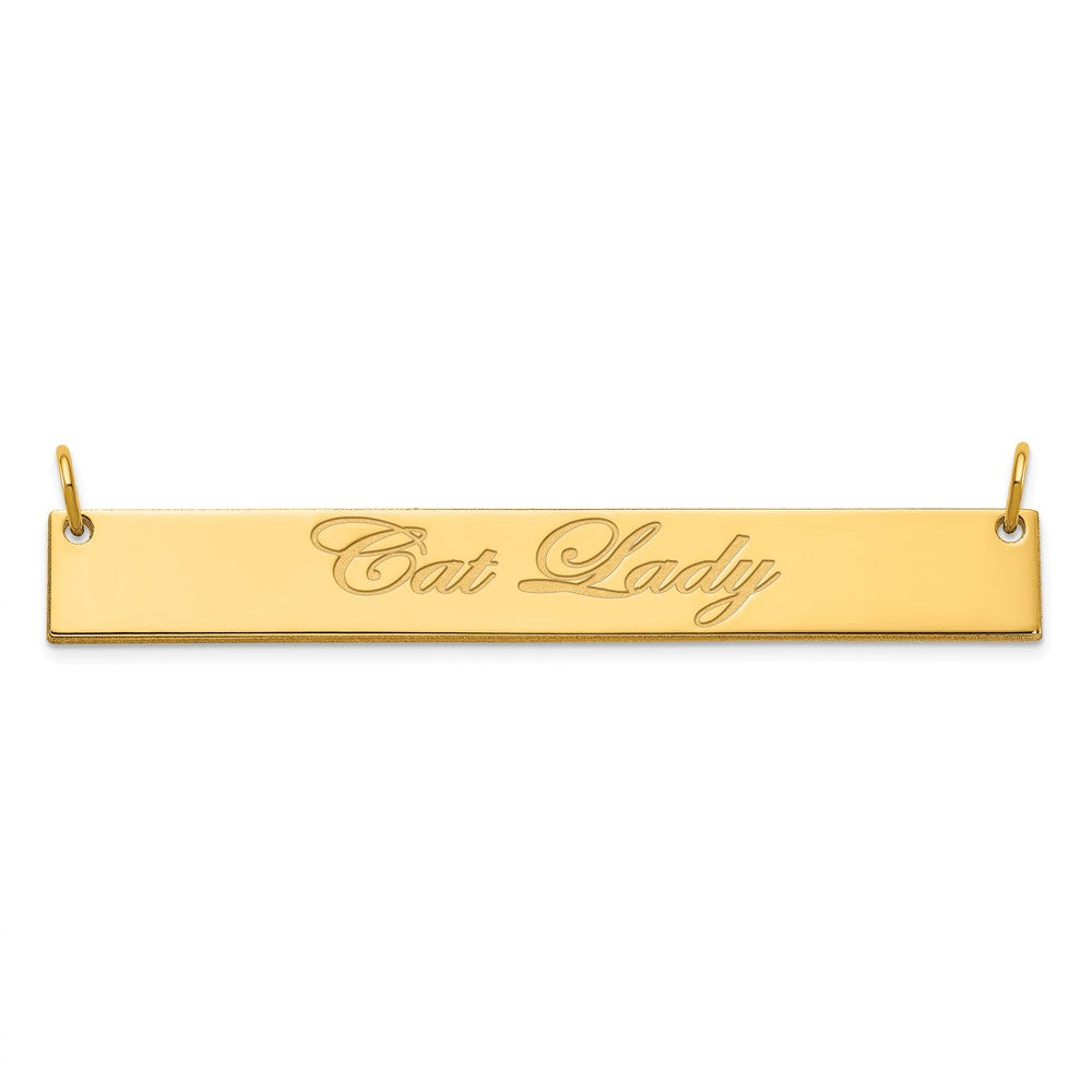 14K Yellow Gold Large Polished Edwardian Script Bar Necklace