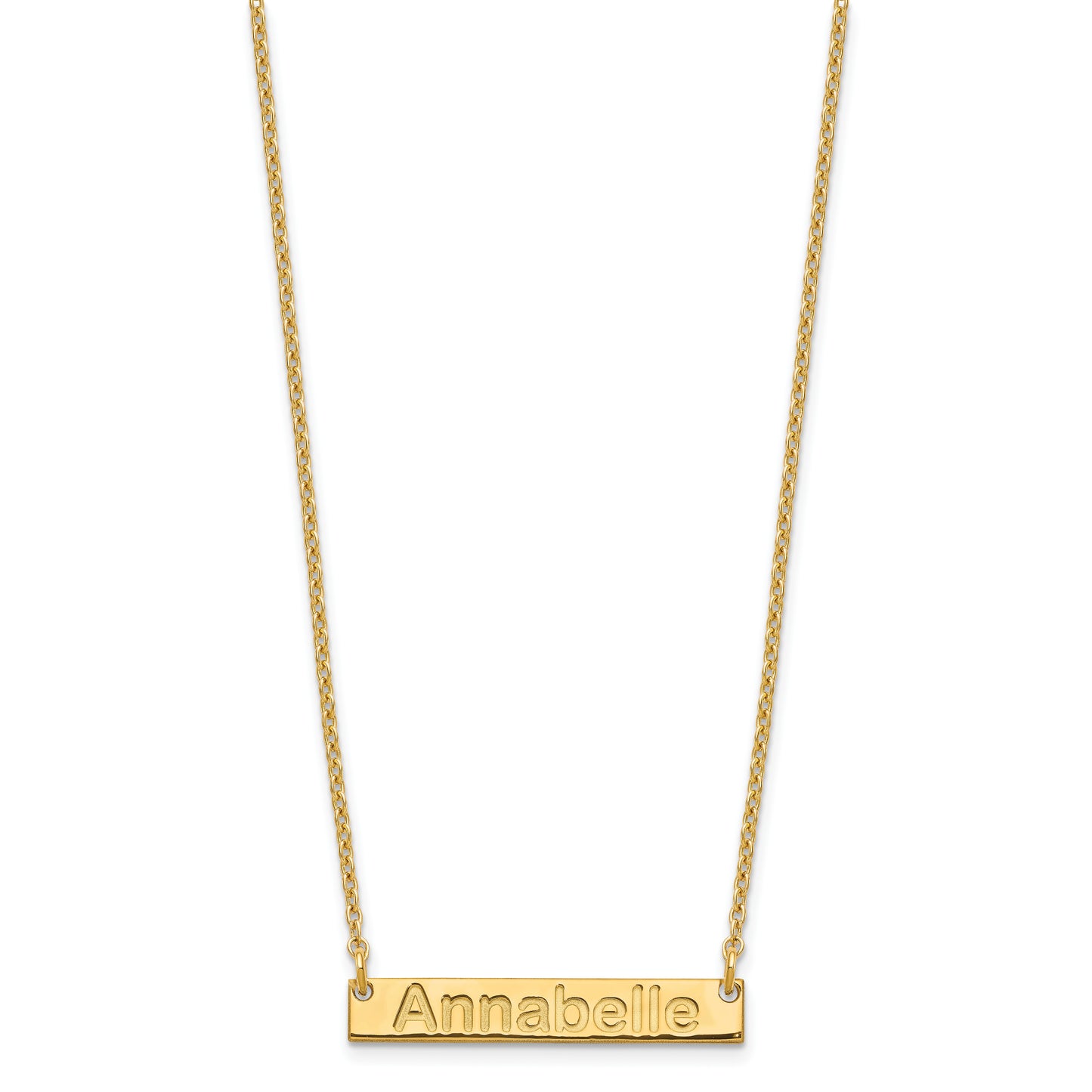 Sterling Silver Gold plated Small Polished Arial Rounded Bar Necklace