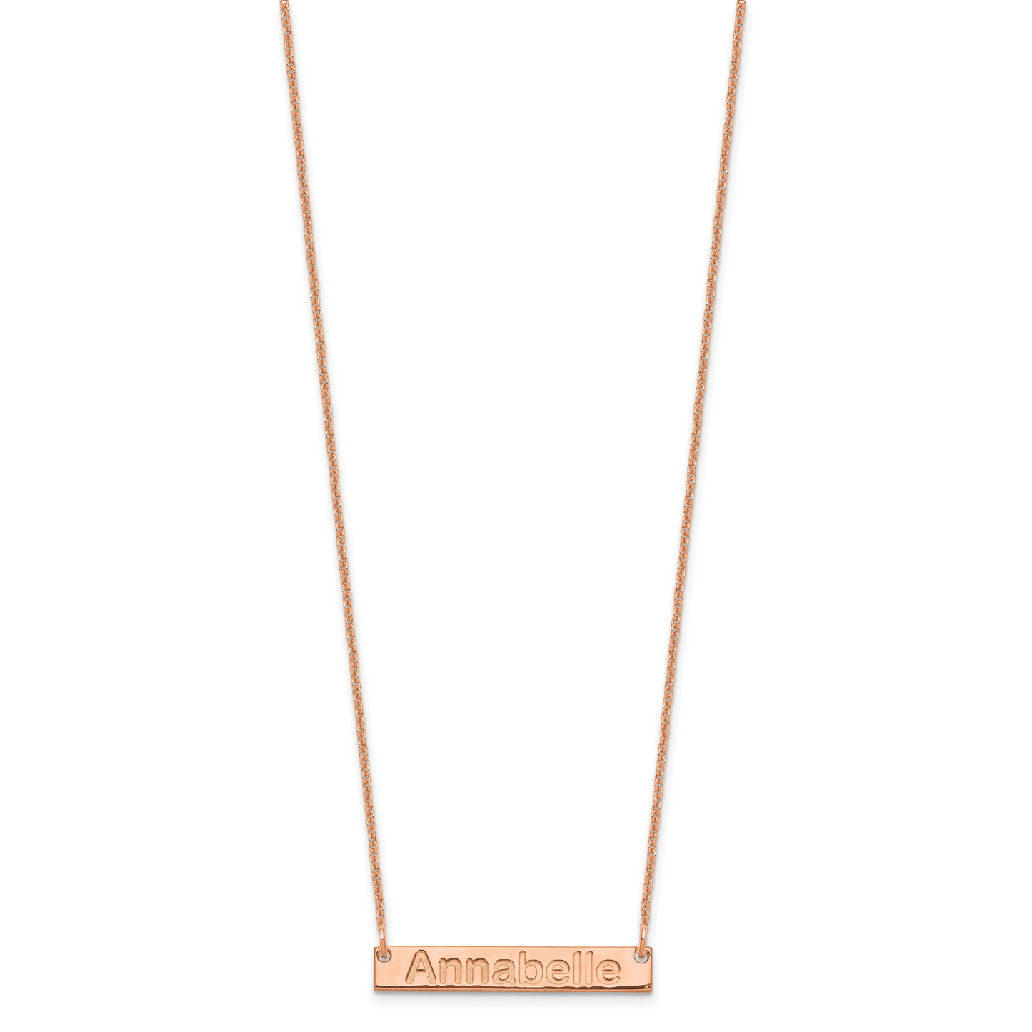 Sterling Silver Rose Gold plated Small Polished Arial Rounded Bar Necklace