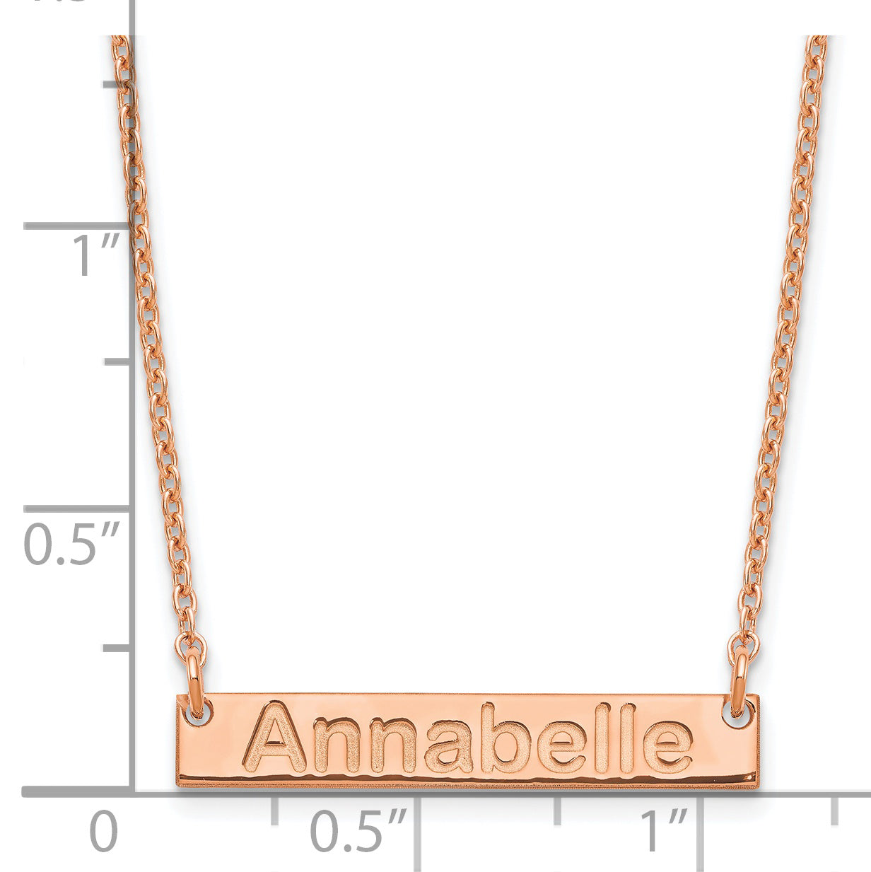 Sterling Silver Rose Gold plated Small Polished Arial Rounded Bar Necklace
