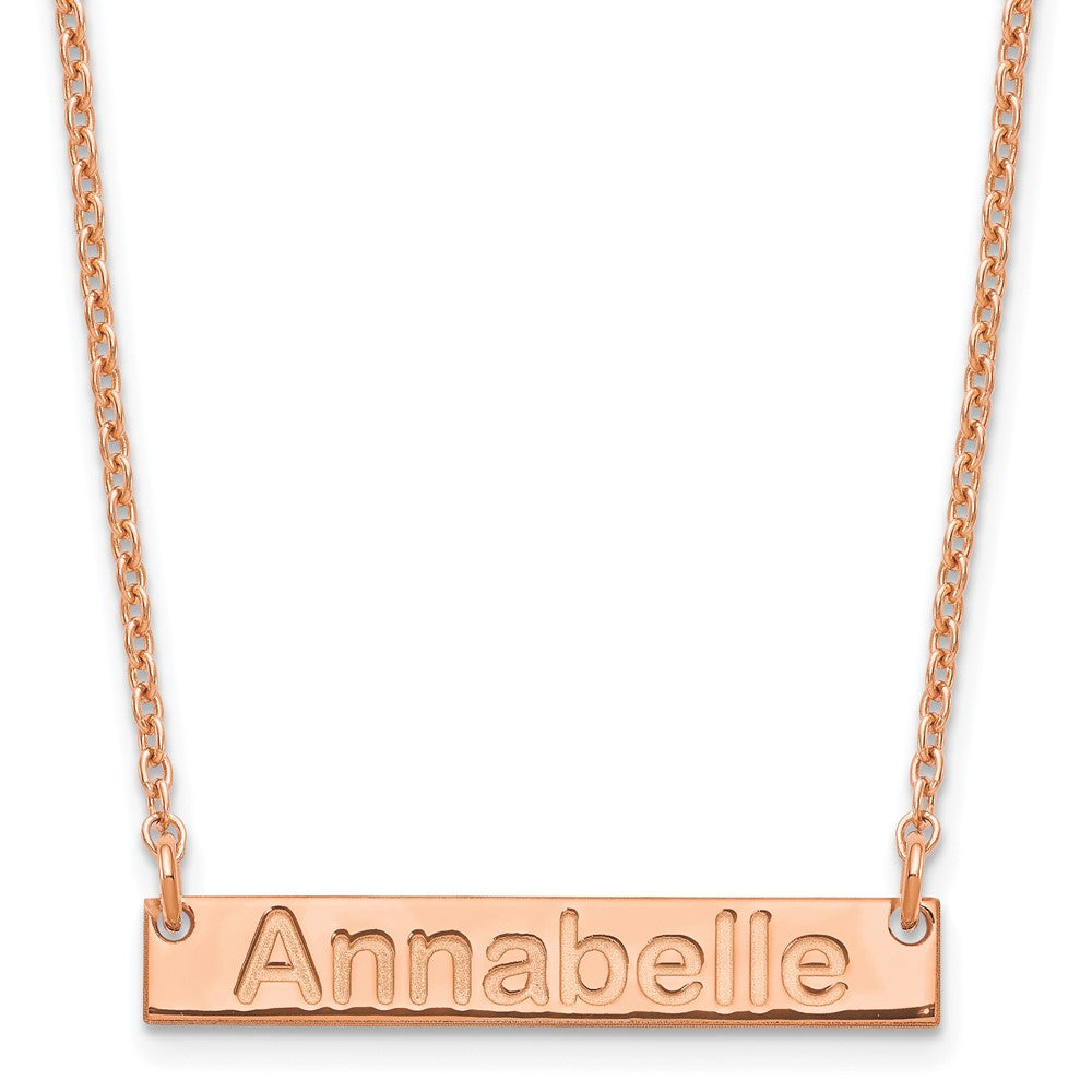 Sterling Silver Rose Gold plated Small Polished Arial Rounded Bar Necklace
