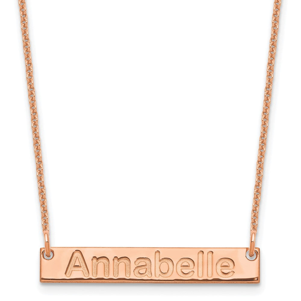 14K Rose Gold Small Polished Arial Rounded Bar Necklace