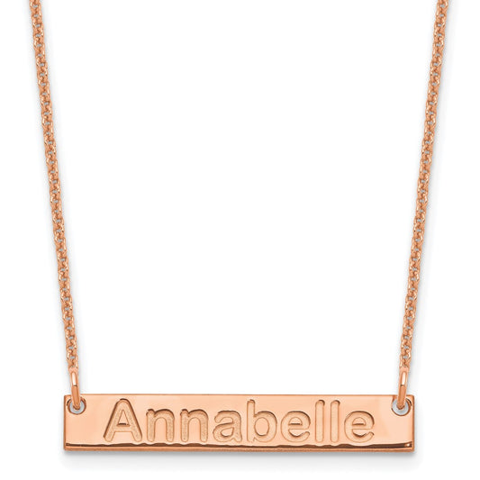 14K Rose Gold Small Polished Arial Rounded Bar Necklace