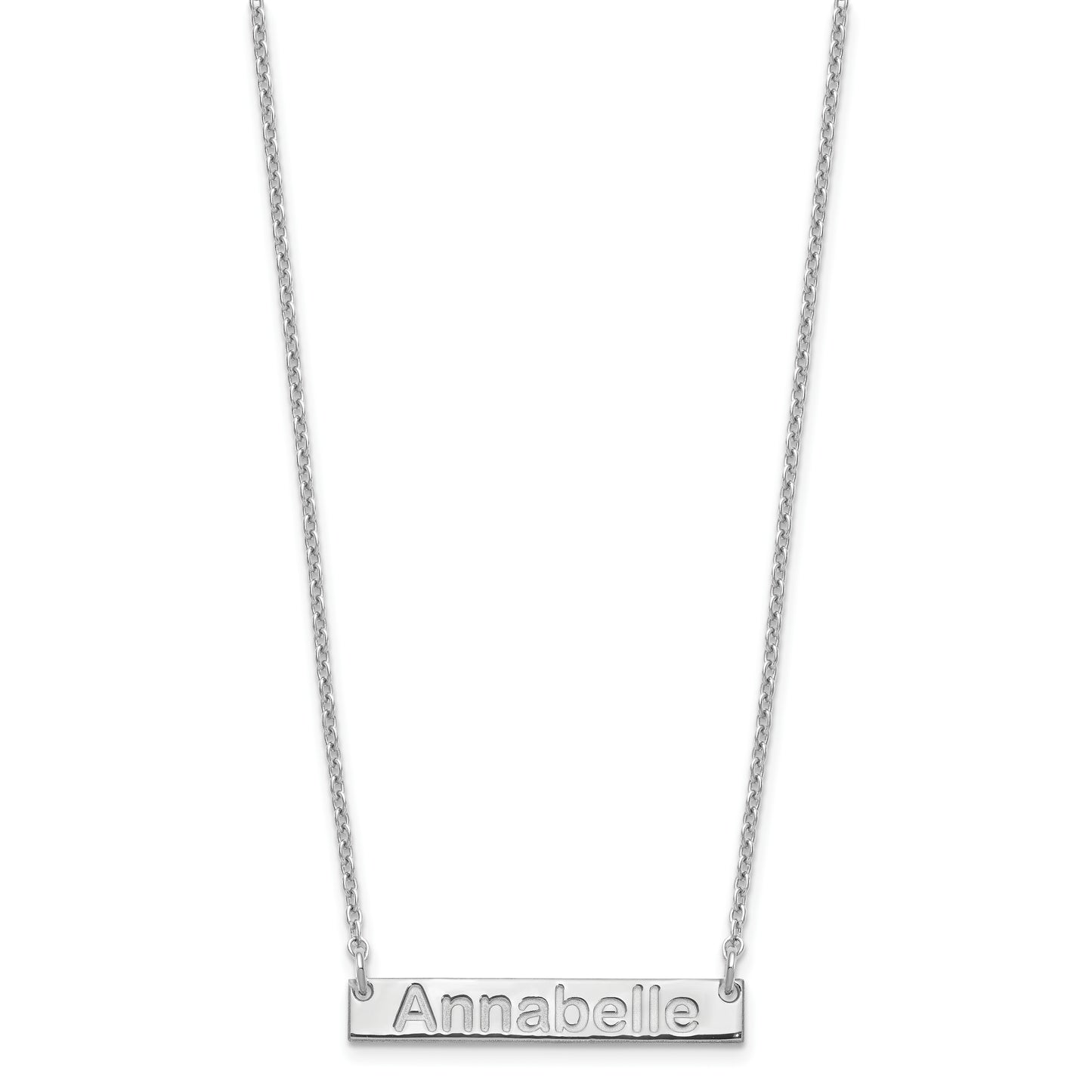Sterling Silver Rhodium plated Small Polished Arial Rounded Bar Necklace